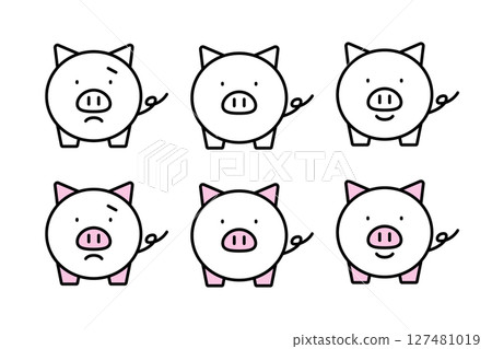 Piggy bank icon set 127481019