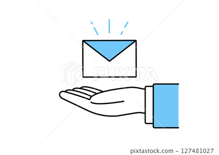 Envelope with a message and businessman's hand 127481027