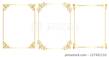 Set of golden vintage frames in floral style Set of golden vintage frames in floral style 127481110
