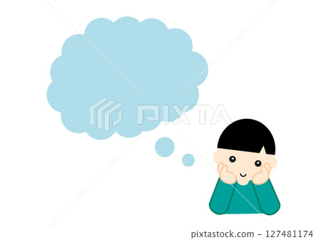 Copy space: Asian boy imagining Copy space: Asian boy imagining 127481174