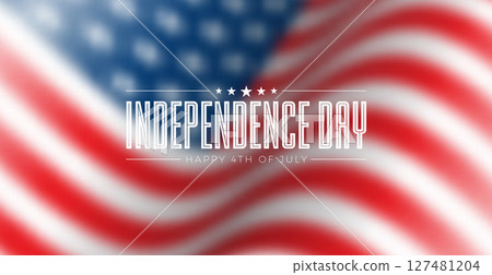 Fourth of July Independence Day of the USA Vector Banner Illustration with Typography Letter and Star Symbol on Blurred American Flag Background. 4th of July National Celebration Design for Banner 127481204