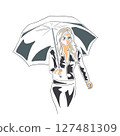 Umbrella girl, grid girl isolated vector illustration, flat design sketch. Motorsport 127481309