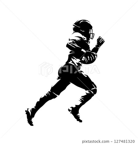 American football player, isolated vector silhouette. Quarterback running with ball, football logo, high contrast sports illustration American football player, isolated vector silhouette. Quarterback running with ball, football logo, high contrast sports illustration 127481320