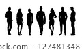 Business People, group of isolated vector silhouettes. Walking and Standing Full Body Vector Illustration. Group of men and women 127481348