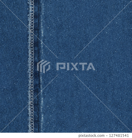 Seamless Denim fabric with seams, denim jacket, denim pants, for background or fabric sample sale. 127481541