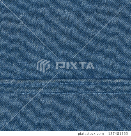 Seamless Denim fabric with seams, denim jacket, denim pants, for background or fabric sample sale. 127481563