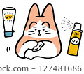 Cat applying sunscreen 127481686