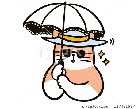 Cat holding a parasol 127481687