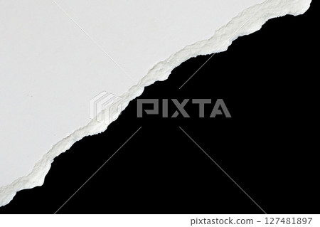 White ripped paper torn edges strips isolated on black background 127481897