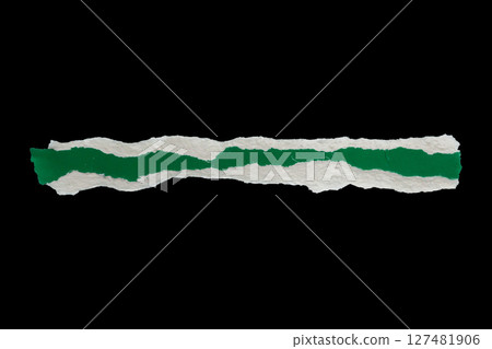 piece of green paper tear isolated on black background piece of green paper tear isolated on black background 127481906
