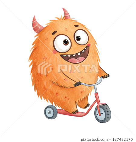 Cute Monster Cartoon Watercolor 127482170