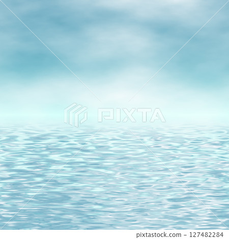 Blue wavy ocean, sky with white clouds. Wallpaper texture. 127482284