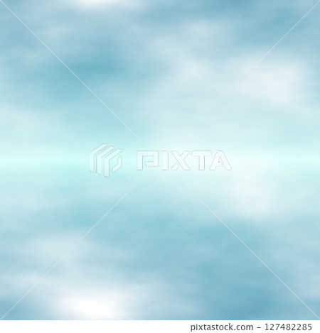 Blue calm ocean, sky with white clouds. Wallpaper texture. 127482285