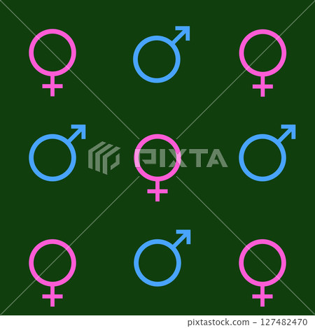 LGBT seamless pattern of male and female simbols. Mars and Venus icons. 127482470