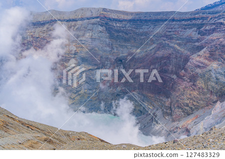 (Kumamoto Prefecture) Mount Aso - Smoke rising from Nakadake crater (Kumamoto Prefecture) Mount Aso - Smoke rising from Nakadake crater 127483329