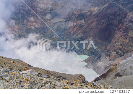 (Kumamoto Prefecture) Mount Aso - Smoke rising from Nakadake crater 127483337