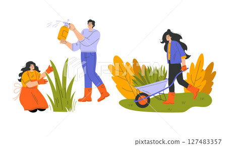 Individuals Participating in Gardening Activities and Taking Care of Plants with Love and Dedication 127483357