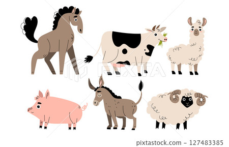 Farm Animals Collection Features a Horse, Cow, Pig, Goat, Donkey, and Sheep in total Farm Animals Collection Features a Horse, Cow, Pig, Goat, Donkey, and Sheep in total 127483385