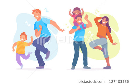 A Joyful Family Comes Together to Dance with Their Happy Kids Full of Energy and Laughter A Joyful Family Comes Together to Dance with Their Happy Kids Full of Energy and Laughter 127483386