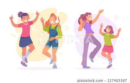 Joyful and delightful dance moments shared with friends and family bring pure happiness Joyful and delightful dance moments shared with friends and family bring pure happiness 127483387