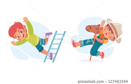 Engaging in Childrens Playtime Adventures with Colorful Ladders and Fun Toys for All 127483394