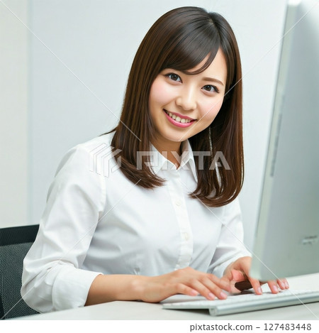 微笑著工作的女人 127483448
