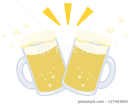 生啤酒、乾杯、杯子、夏天、向量插圖 生啤酒、乾杯、杯子、夏天、向量插圖 127483603