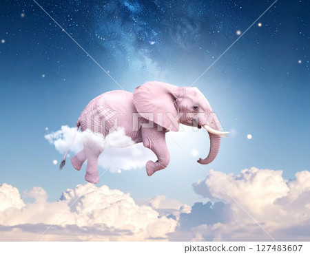 Elephant walking through the stars 127483607