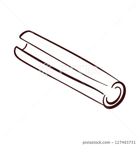 Cinnamon stick roll logo in line art style isolated on a white background. 127483731