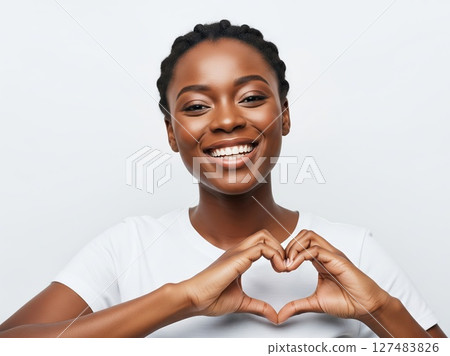 Woman Makes Heart Gesture in Love Woman Makes Heart Gesture in Love 127483826