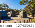 Camping site with tents on a day 127483981