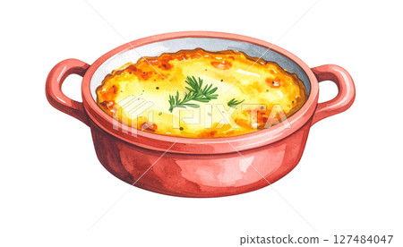 Gratin watercolor illustration Gratin watercolor illustration 127484047
