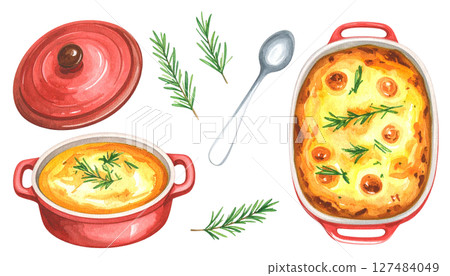 烤水彩插圖 127484049