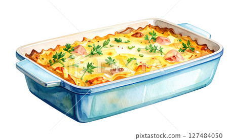 Gratin watercolor illustration Gratin watercolor illustration 127484050