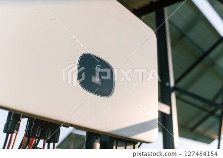 Close up view of the control panel of solar batteries Close up view of the control panel of solar batteries 127484154