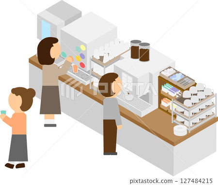 Isometric image of people using a drink bar 127484215