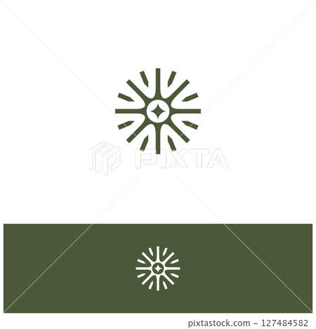Sunburst Shape and stars outline style template background Sunburst Shape and stars outline style template background 127484582