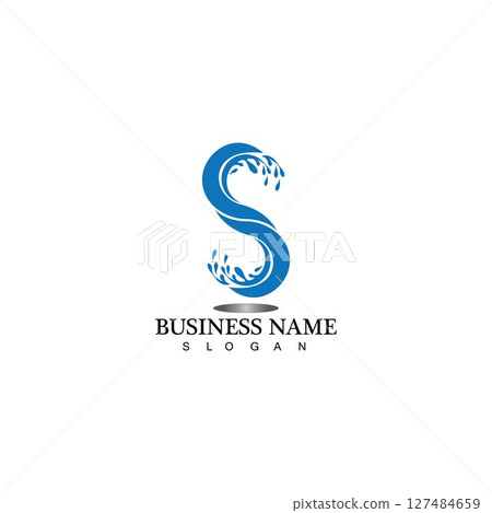 S letter water splash logo design template S letter water splash logo design template 127484659