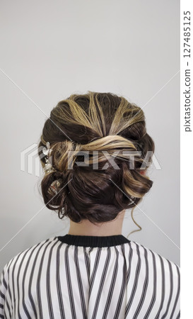Festive and wedding hairstyles and styling. Light and dark hair 127485125