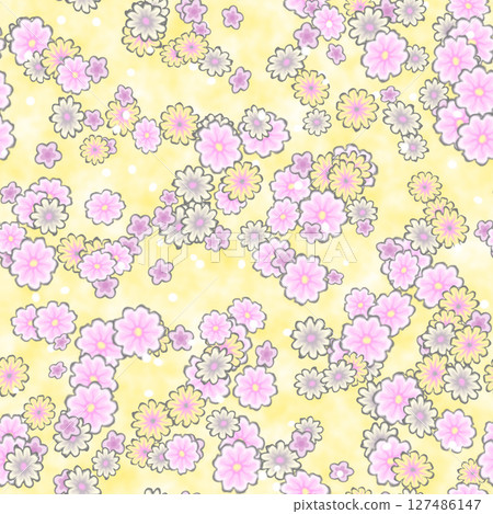 Pattern of multicolor flower bunch.  Seamless Hi-res texture. 127486147