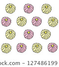 一排菊花形的練切 127486199