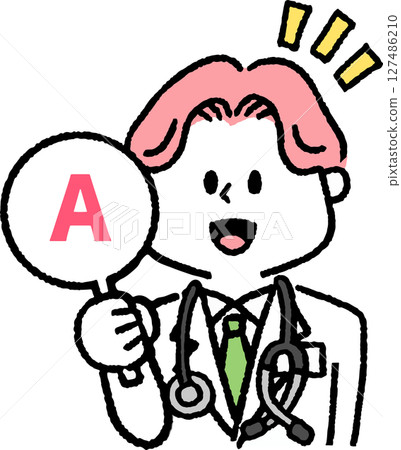 Male doctor holding an answer mark 127486210