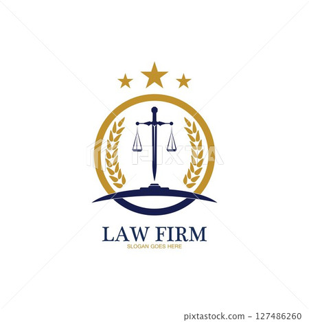 Law Firm logo and icon design template-vector 127486260