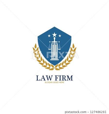 Law Firm logo and icon design template-vector 127486281