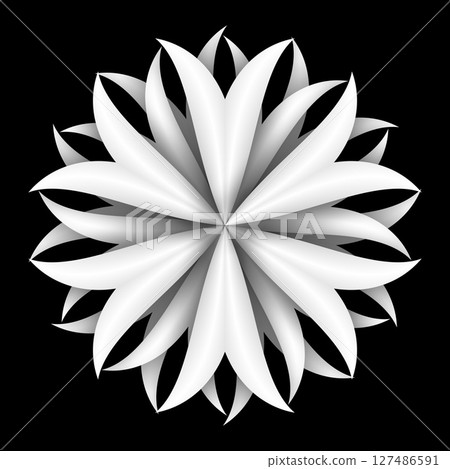 Simple white flower isolated on black background. 127486591