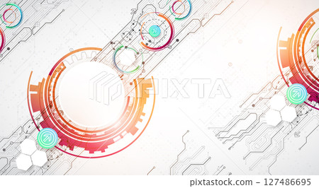 Abstraction on the theme of tech circles. Scientific and technological background. Vector background. Abstraction on the theme of tech circles. Scientific and technological background. Vector background. 127486695