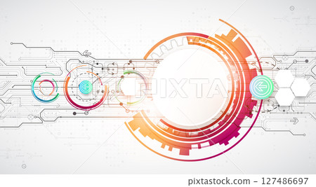 Abstraction on the theme of tech circles. Scientific and technological background. Vector background. Abstraction on the theme of tech circles. Scientific and technological background. Vector background. 127486697