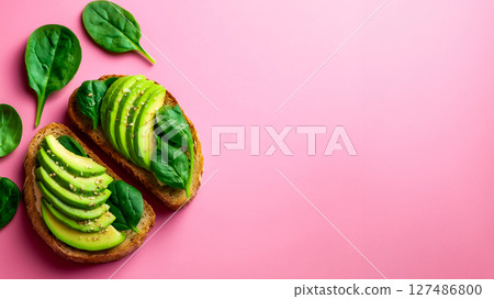 Aesthetic image of avocado toast, healthy food concept Aesthetic image of avocado toast, healthy food concept 127486800