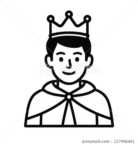 Prince line drawing icon, simple, material, illustration, no background 127486861
