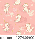 seamless pattern featuring kittens wearing cute little crowns 127486900
